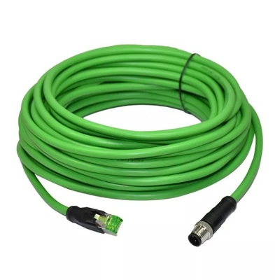 M12 Wire 8 Pin Cable Connector M12 8 Pin X Code To Male RJ45 Overmoulded